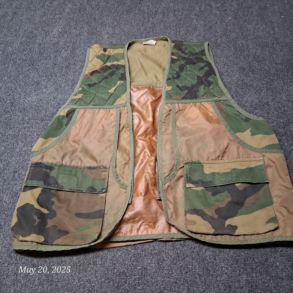 ** VTG Amida Hunting Camouflage Vest Size XL Green Shooting Padded * No Zipper